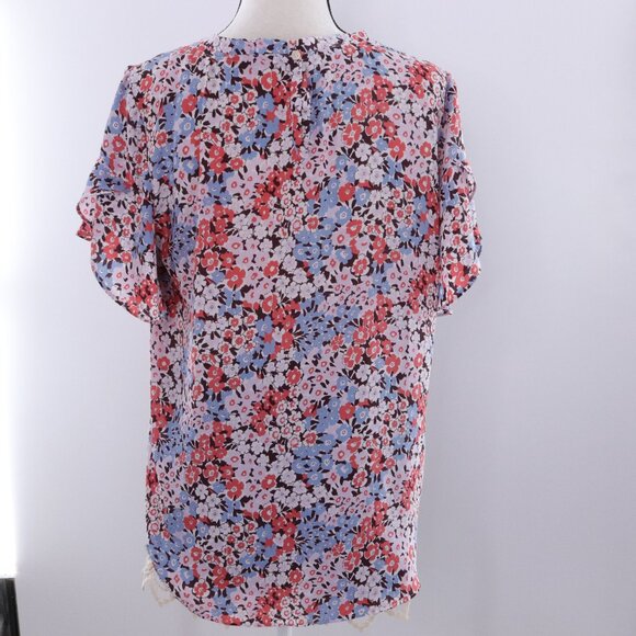 LOFT | Short Sleeve Floral‎ Chiffon Top Medium - Picture 4 of 7